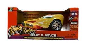 2001 Y2K Toy State Road Rippers Rev' & Race Battery Operated Yellow Hot Rod